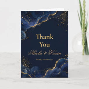 Tarjeta De Agradecimiento Elegante Aniversario de Boda de Tinta de Alcohol D