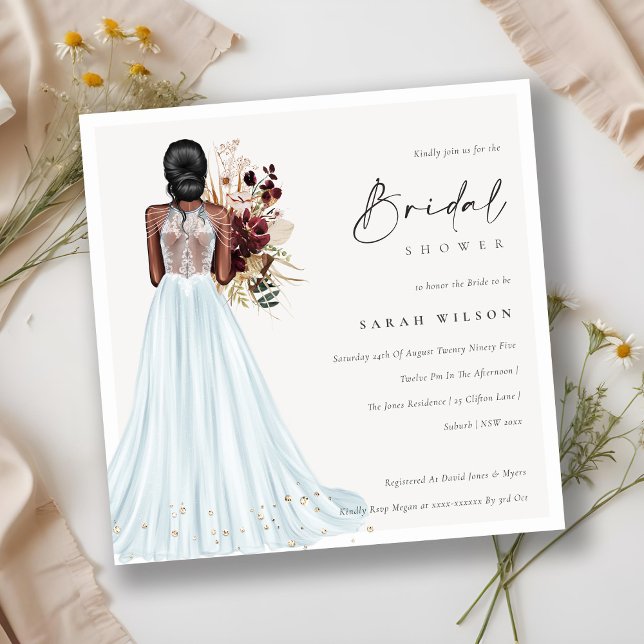 Tarjeta De Agradecimiento Elegante Aqua Boda Gown Bridal Shower Invite (Subido por el creador)
