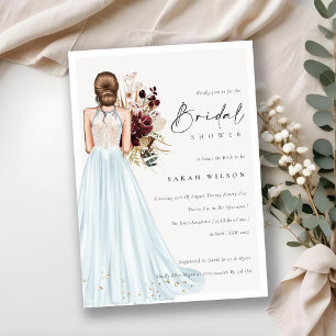 Tarjeta De Agradecimiento Elegante Aqua Boda Gown Bridal Shower Invite