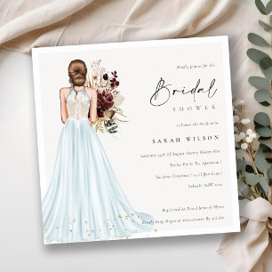 Tarjeta De Agradecimiento Elegante Aqua Boda Gown Bridal Shower Invite