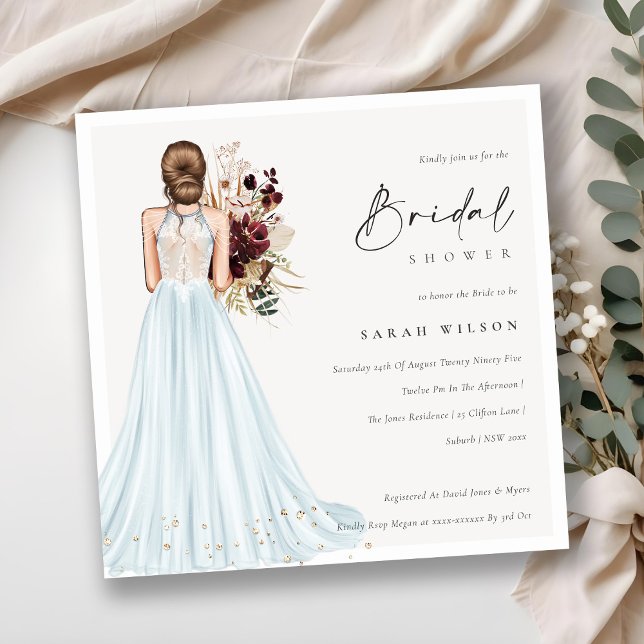 Tarjeta De Agradecimiento Elegante Aqua Boda Gown Bridal Shower Invite (Subido por el creador)