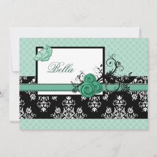 Tarjeta De Agradecimiento elegante aqua floral Empresas Gracias Cartas