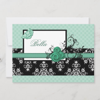 Tarjeta De Agradecimiento elegante aqua floral Empresas Gracias Cartas