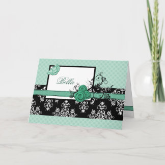 Tarjeta De Agradecimiento elegante aqua floral Empresas Gracias Cartas