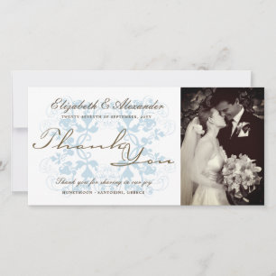 Tarjeta De Agradecimiento Elegante Aqua Floral Lace Romántico Boda de fotogr
