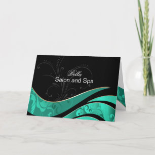 Tarjeta De Agradecimiento elegante aqua flourier Business Gracias Cartas