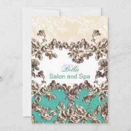 Tarjeta De Agradecimiento elegante aqua flourier Business Gracias Cartas