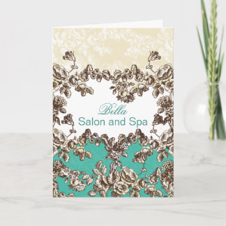 Tarjeta De Agradecimiento elegante aqua flourier Business Gracias Cartas