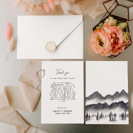 Tarjeta De Agradecimiento Elegante árbol de pino montaña árbol boda sencilla