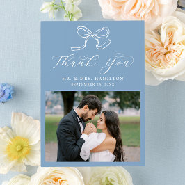 Tarjeta De Agradecimiento Elegante Arco Azul Foto Boda