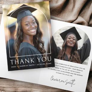 Tarjeta De Agradecimiento Elegante arco clásico de graduación de foto gradua