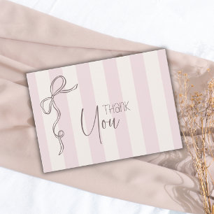 Tarjeta De Agradecimiento Elegante Arco de Perla con Rayas Vintage para Baby