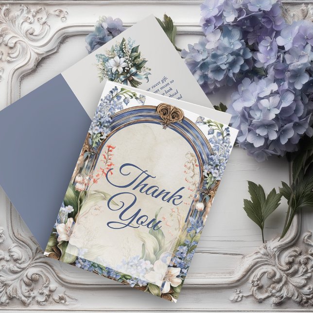 Tarjeta De Agradecimiento Elegante Arco Floral Barroco Gracias (Elegant Baroque Floral Arch Thank You Folded Card)
