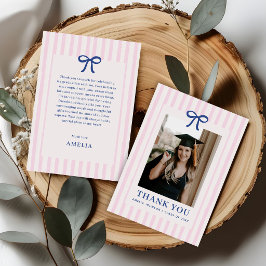 Tarjeta De Agradecimiento Elegante Arco Rosa Rayado Foto Graduación