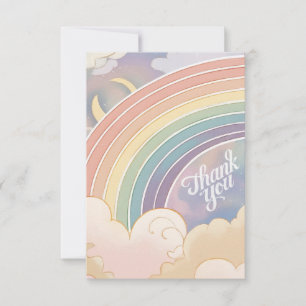 Tarjeta De Agradecimiento Elegante arcoiris y nubes