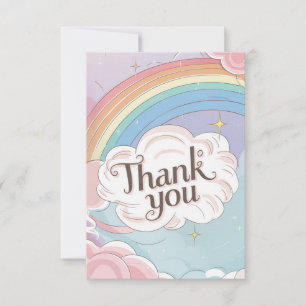 Tarjeta De Agradecimiento Elegante arcoiris y nubes