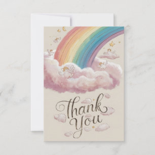 Tarjeta De Agradecimiento Elegante arcoiris y nubes