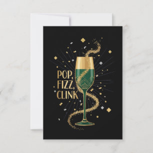 Tarjeta De Agradecimiento Elegante Art Deco Pop Fizz Clink Gatsby Rugiente