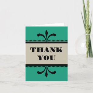 Tarjeta de agradecimiento elegante Art Deco verde/