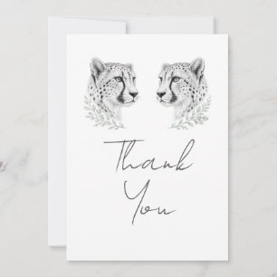 Tarjeta De Agradecimiento Elegante Arte Moderno de Guepardo Blanco y Negro p
