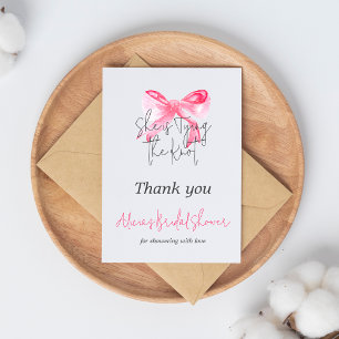 Tarjeta De Agradecimiento Elegante Atando el Nudo Rosa Arco Despedida de Sol