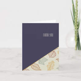 Tarjeta De Agradecimiento Elegante azul "Gracias" con la temática de otoño