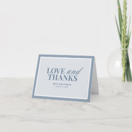 Tarjeta De Agradecimiento Elegante Azul Polvoriento | Boda Clásica de Lujo