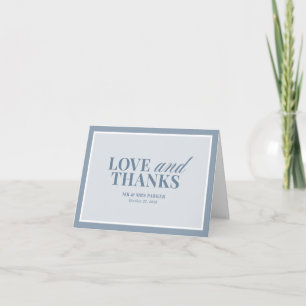 Tarjeta De Agradecimiento Elegante Azul Polvoriento Boda Clásica de Lujo