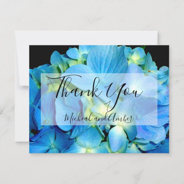 Tarjeta De Agradecimiento Elegante azul verde azulado hidrángulos florales a (Anverso)