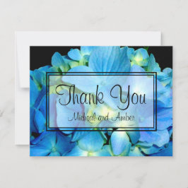 Tarjeta De Agradecimiento Elegante azul verde azulado hidrángulos florales a