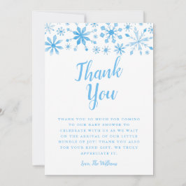Tarjeta De Agradecimiento Elegante Baby Shower Blue Winter Wonderland