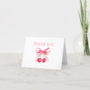 Tarjeta De Agradecimiento Elegante Baby Shower Bow Rosado Gracias