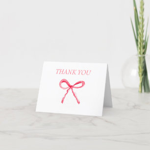 Tarjeta De Agradecimiento Elegante Baby Shower Bow Rosado Gracias
