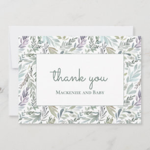 Tarjeta De Agradecimiento Elegante Baby Shower de acuarela botánica