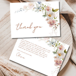 Tarjeta De Agradecimiento Elegante Baby Shower de flores silvestres modernas