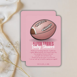 Tarjeta De Agradecimiento Elegante Baby Shower de Fútbol Rosa