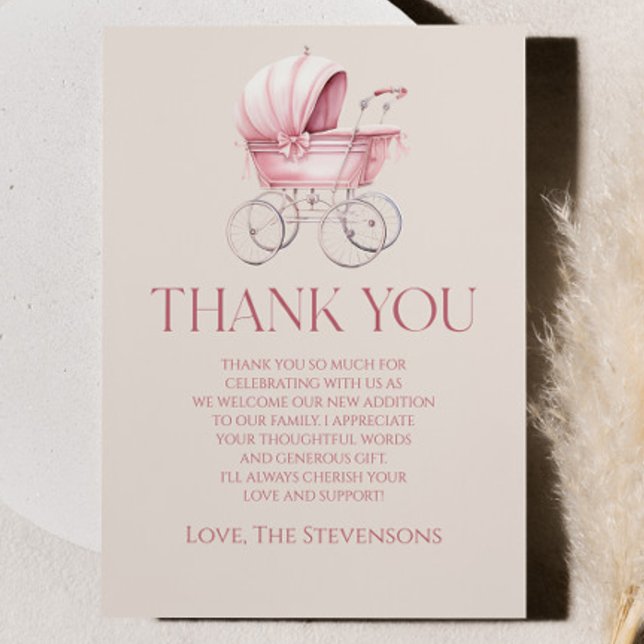 Tarjeta De Agradecimiento Elegante Baby Shower de portaequipajes para bebés  (Subido por el creador)