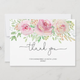 Tarjeta De Agradecimiento Elegante baby shower de rosas