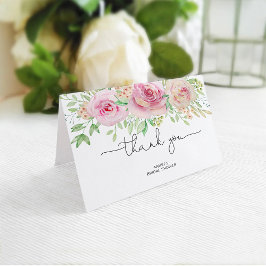 Tarjeta De Agradecimiento Elegante baby shower de rosas