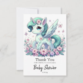 Tarjeta De Agradecimiento Elegante Baby Shower de Unicornio