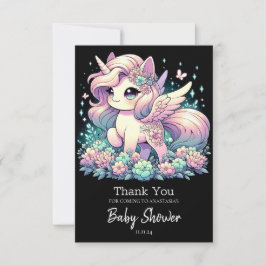 Tarjeta De Agradecimiento Elegante Baby Shower de Unicornio