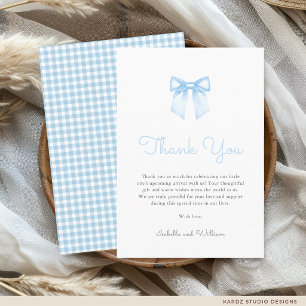 Tarjeta De Agradecimiento Elegante Baby Shower del Lazo Azul Fresco