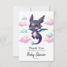 Tarjeta De Agradecimiento Elegante Baby Shower Dragon Moderno