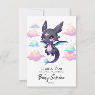 Tarjeta De Agradecimiento Elegante Baby Shower Dragon Moderno