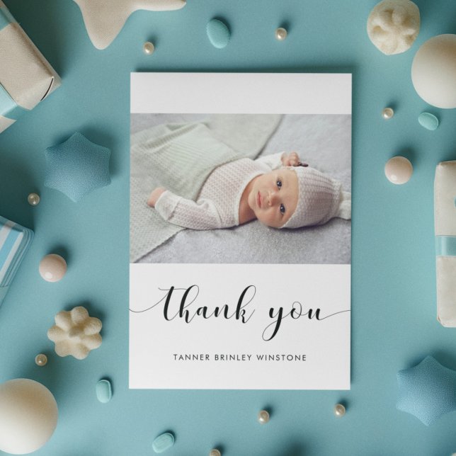 Tarjeta De Agradecimiento Elegante Baby Shower fotográfico (Subido por el creador)