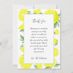 Tarjeta De Agradecimiento Elegante Baby Shower Lemons