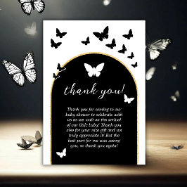 Tarjeta De Agradecimiento Elegante Baby Shower Neutral De Género Blanco Y Ne