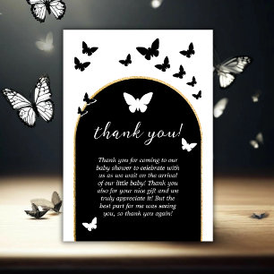 Tarjeta De Agradecimiento Elegante Baby Shower Neutral De Género Blanco Y Ne