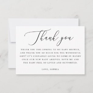 Tarjeta De Agradecimiento Elegante Baby Shower Neutral   Escritura Minimalis