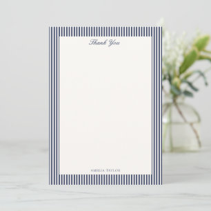 Tarjeta De Agradecimiento Elegante Baby Shower Personalizado con Raya Azul M